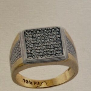 10K Solid Gold with 0.14ct natural Diamonds Men’s Ring Wedding Ring